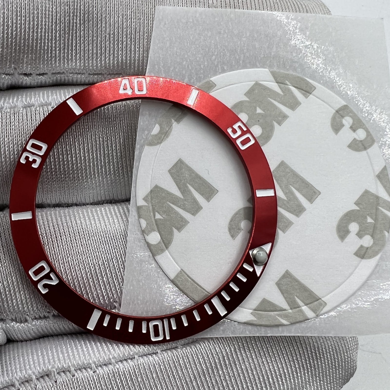 38mm Watch Bezel Ceramic Slope Red Ring Silver Font Green Luminous Watch Part