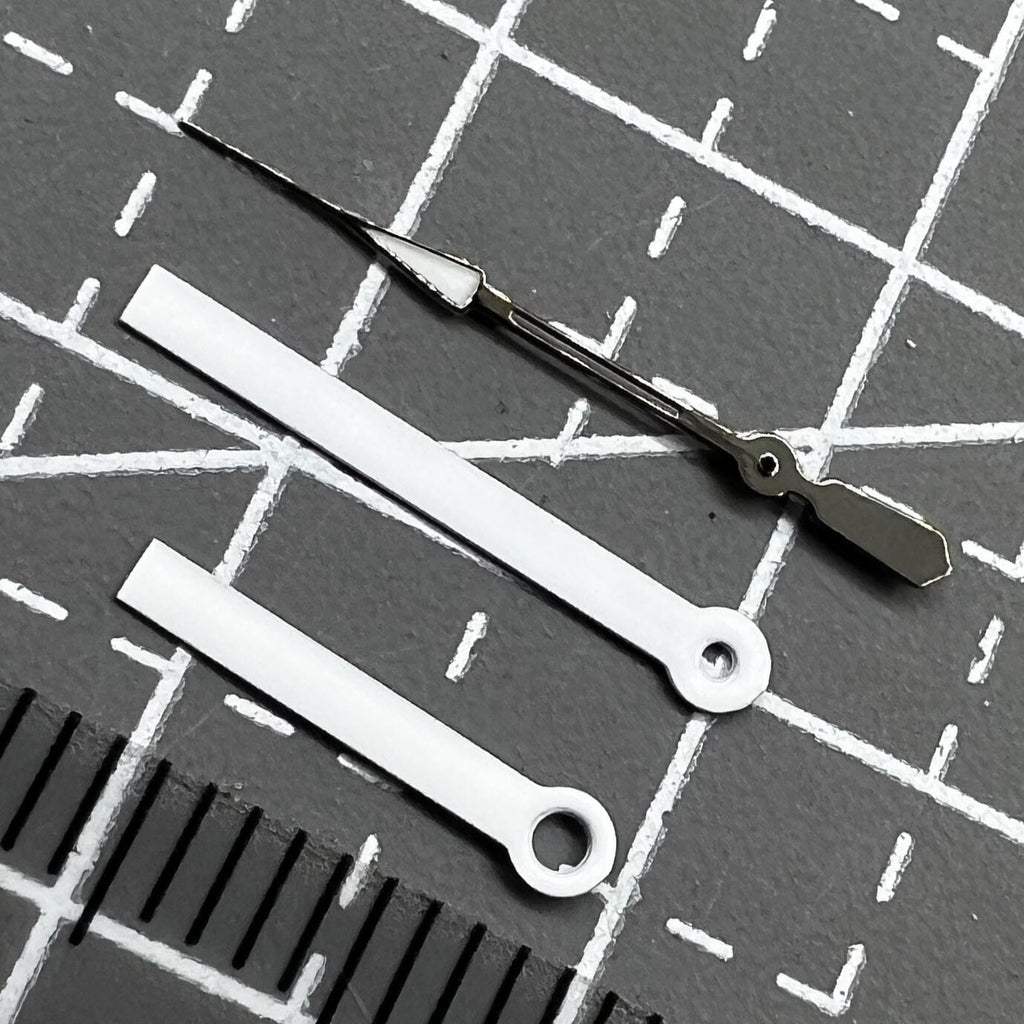 2 Sets/Pack 14mm Grey Trim White Paited Hands Set for Quartz Movement Ronda 515