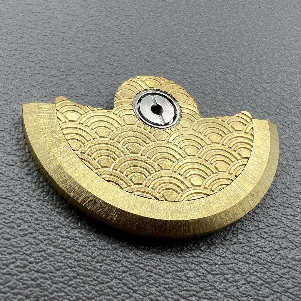 Golden Sea Wave Carved Rotor Oscillating Weight for NH35 NH36 Movement