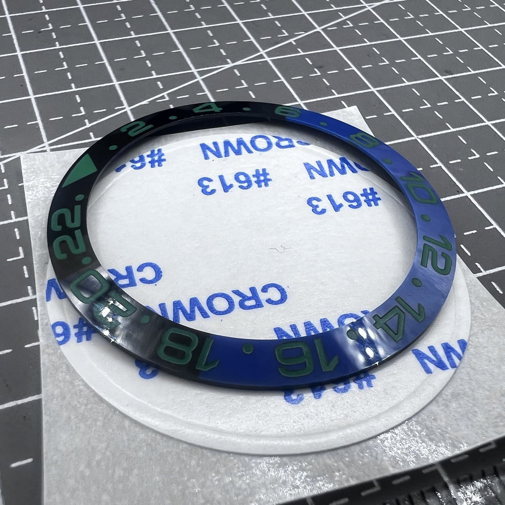 38mm Ceramic Watch Bezel Slope Blue+Black Ring Green Font GMT for SUB