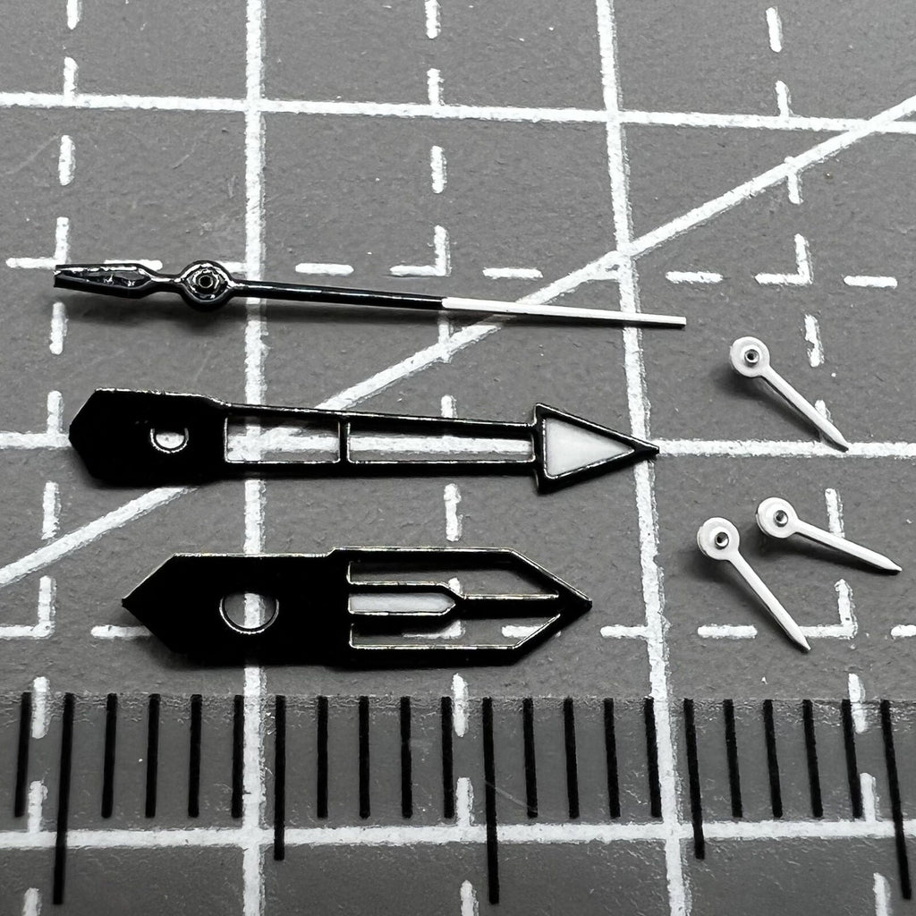 13mm Green Lume White+Black Trim Watch Hands Set for PE90 Movement