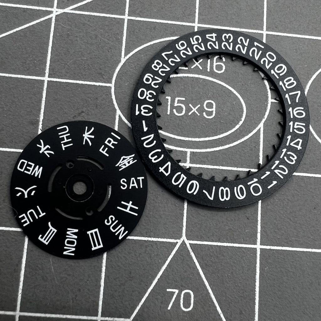 Green Lume Black Date Disk Wheel Week Wheel for Movement NH36 Date at 3.8