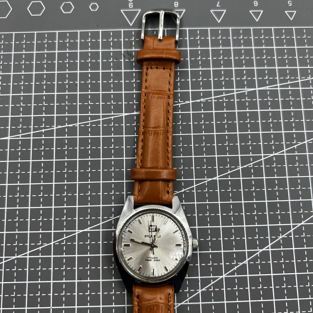 32mm China Made PUBU Manual Mechanical Watch 17 Jews Grey Dial Grey Nail