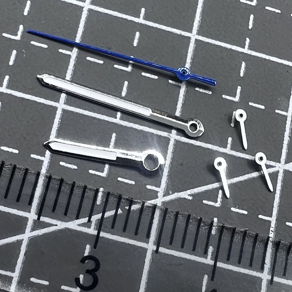 14mm Blue Second Hand Silver Trim Green Lume Hands Set for Movement Miyota JS15