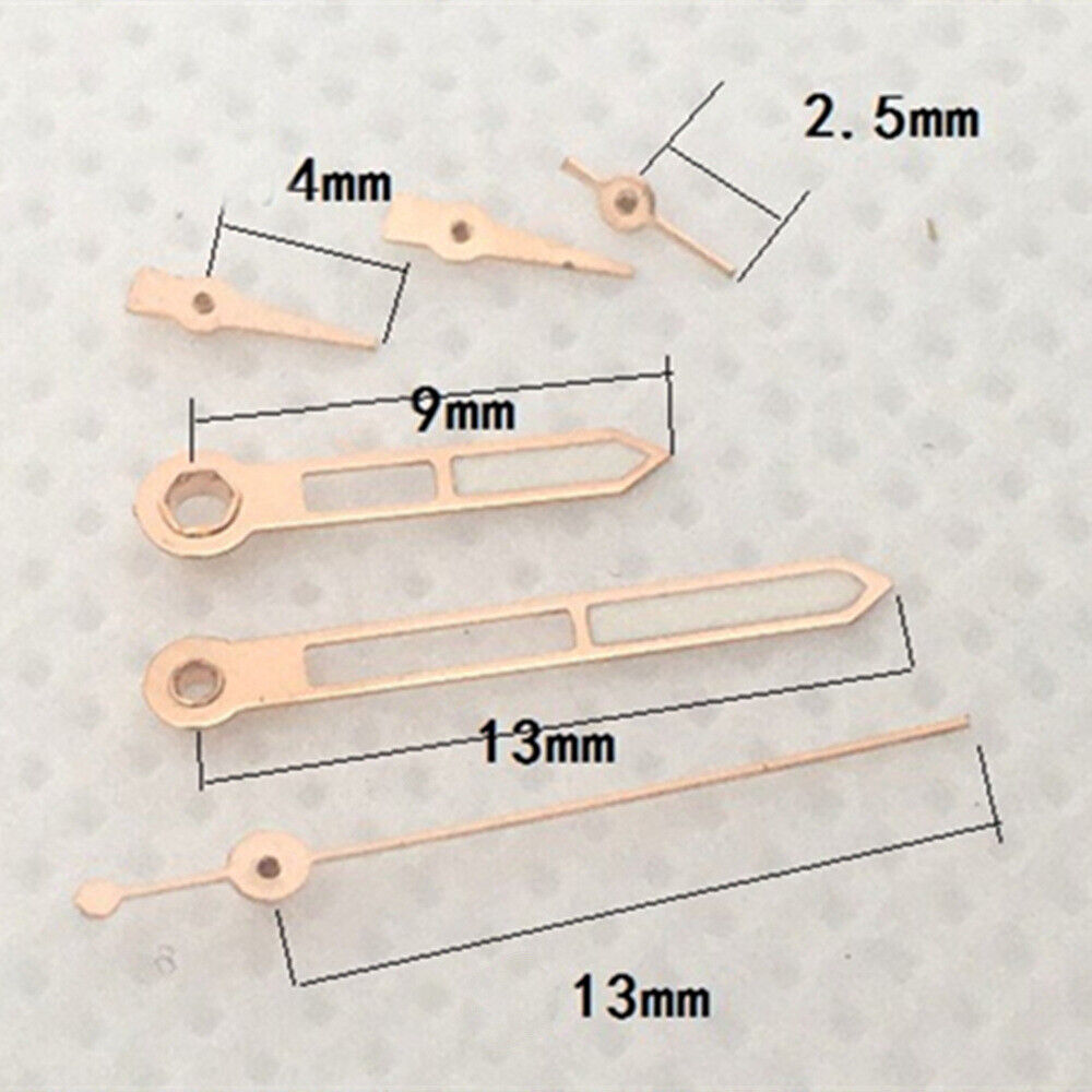 2 Sets/Pack Rose Golden Trim Green Lume Watch Hands for VD53 VD54 VD57 Movement