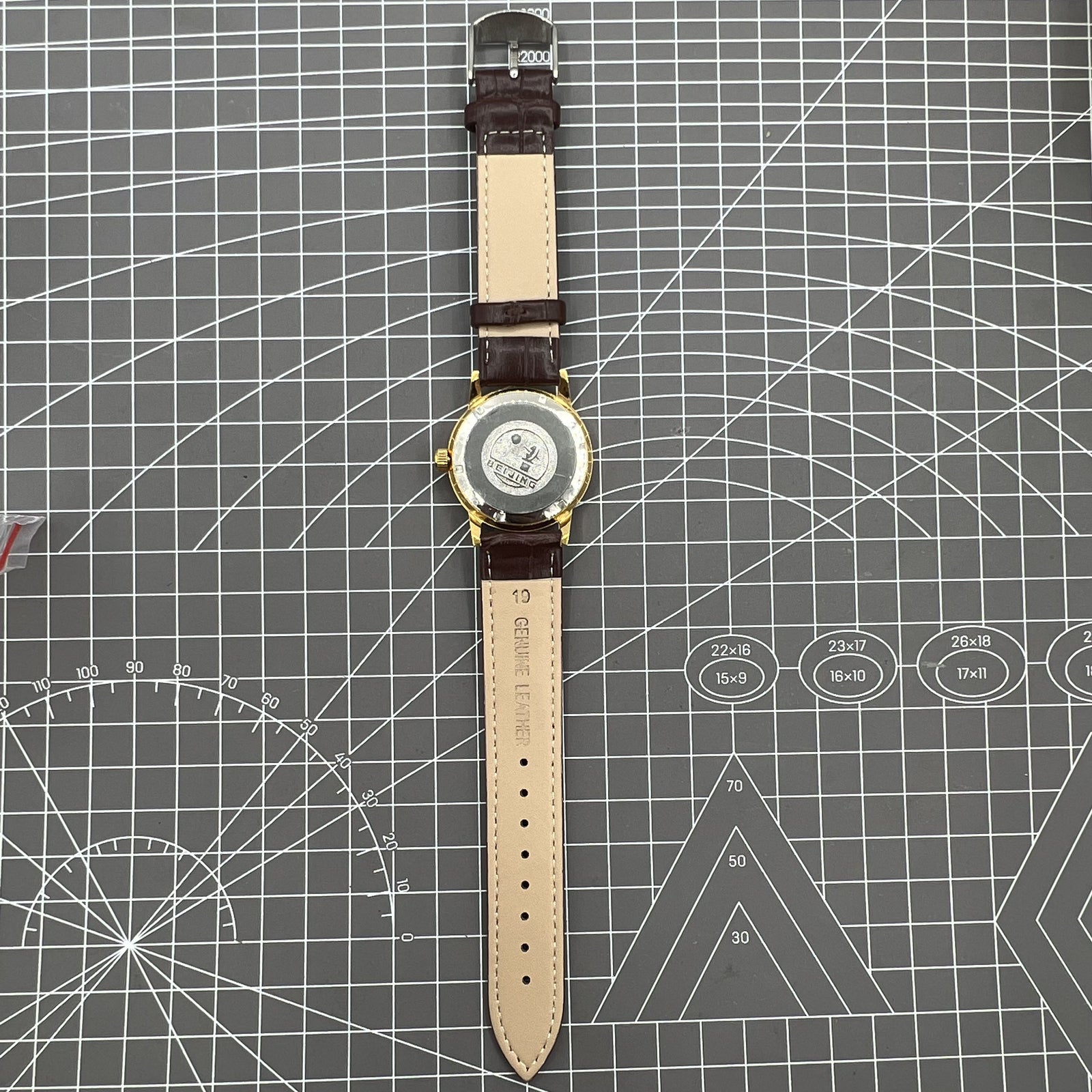 Beijing Double Rhomb Manual Mechanical Watch Golden Case Silver Nail