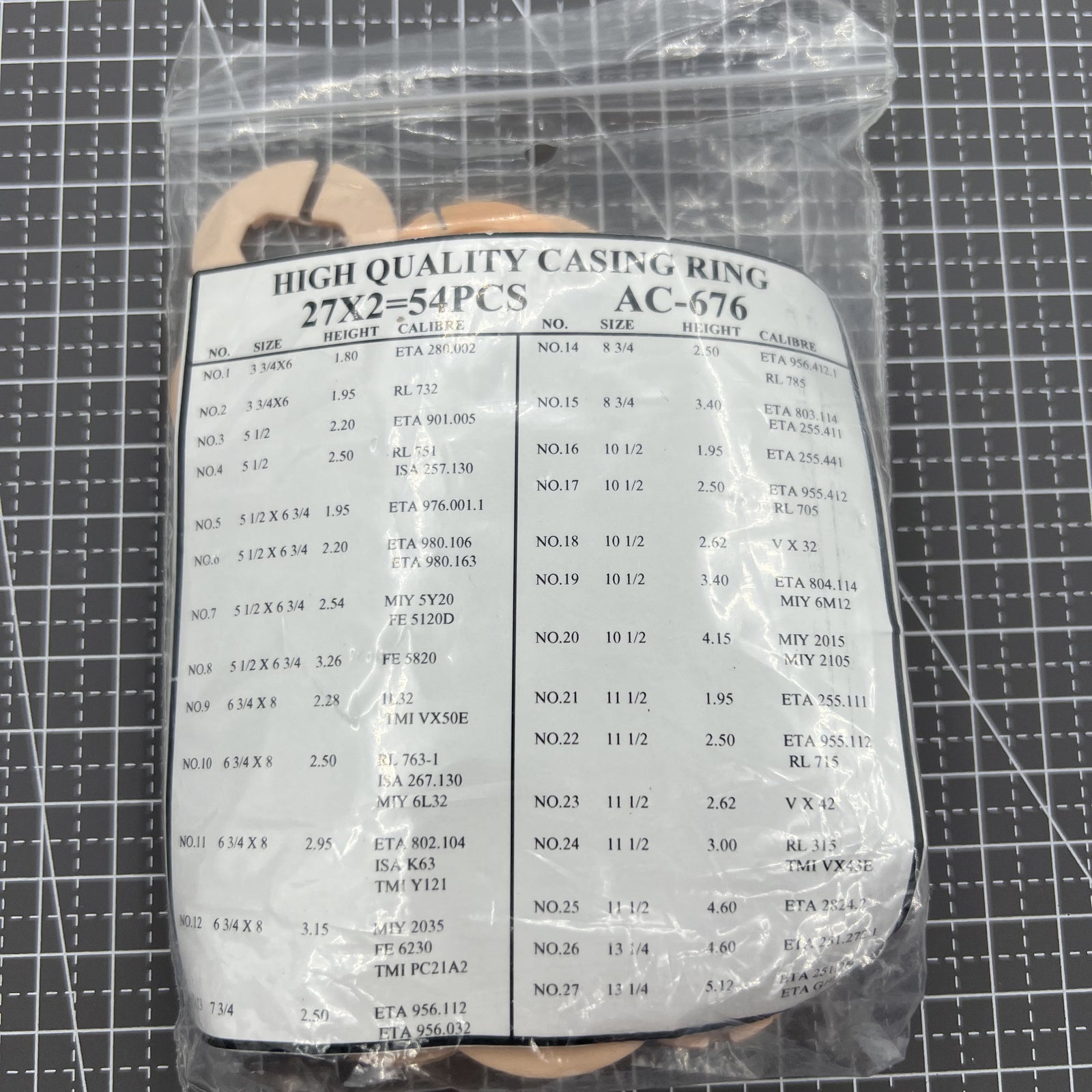 Set of 54 PIECES 27 Ligne Sizes Movement Case Spacer Casing Ring Holder #AC-676