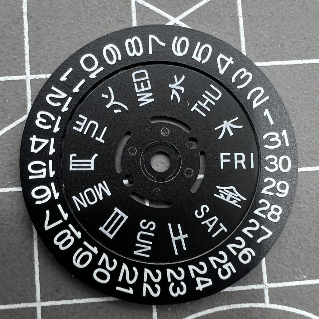 Blue Lume Black Date Disk Week Wheel for NH36 Movement Date@3 Crown at 3.0