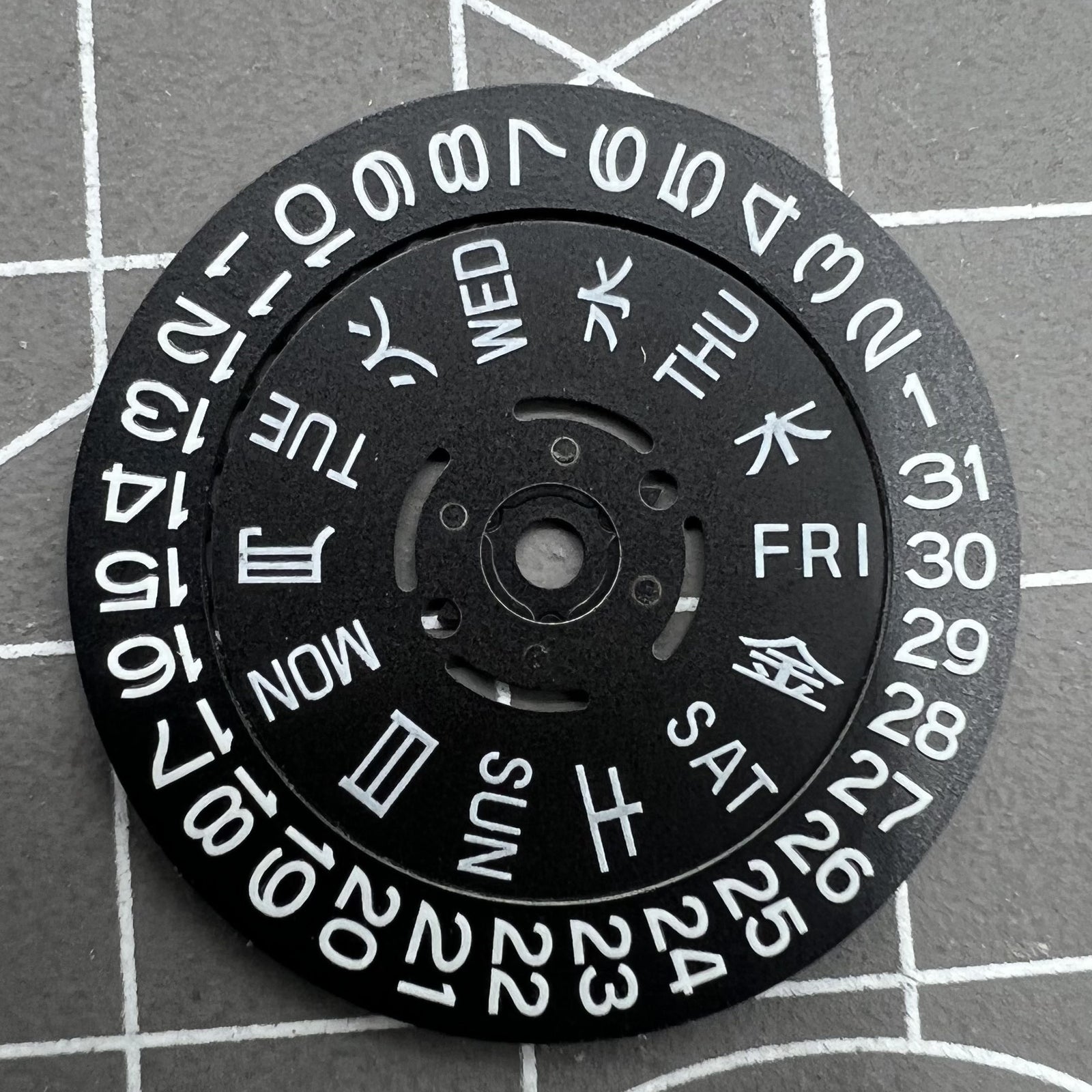 Blue Lume Black Date Disk Week Wheel for NH36 Movement Date@3 Crown at 3.0