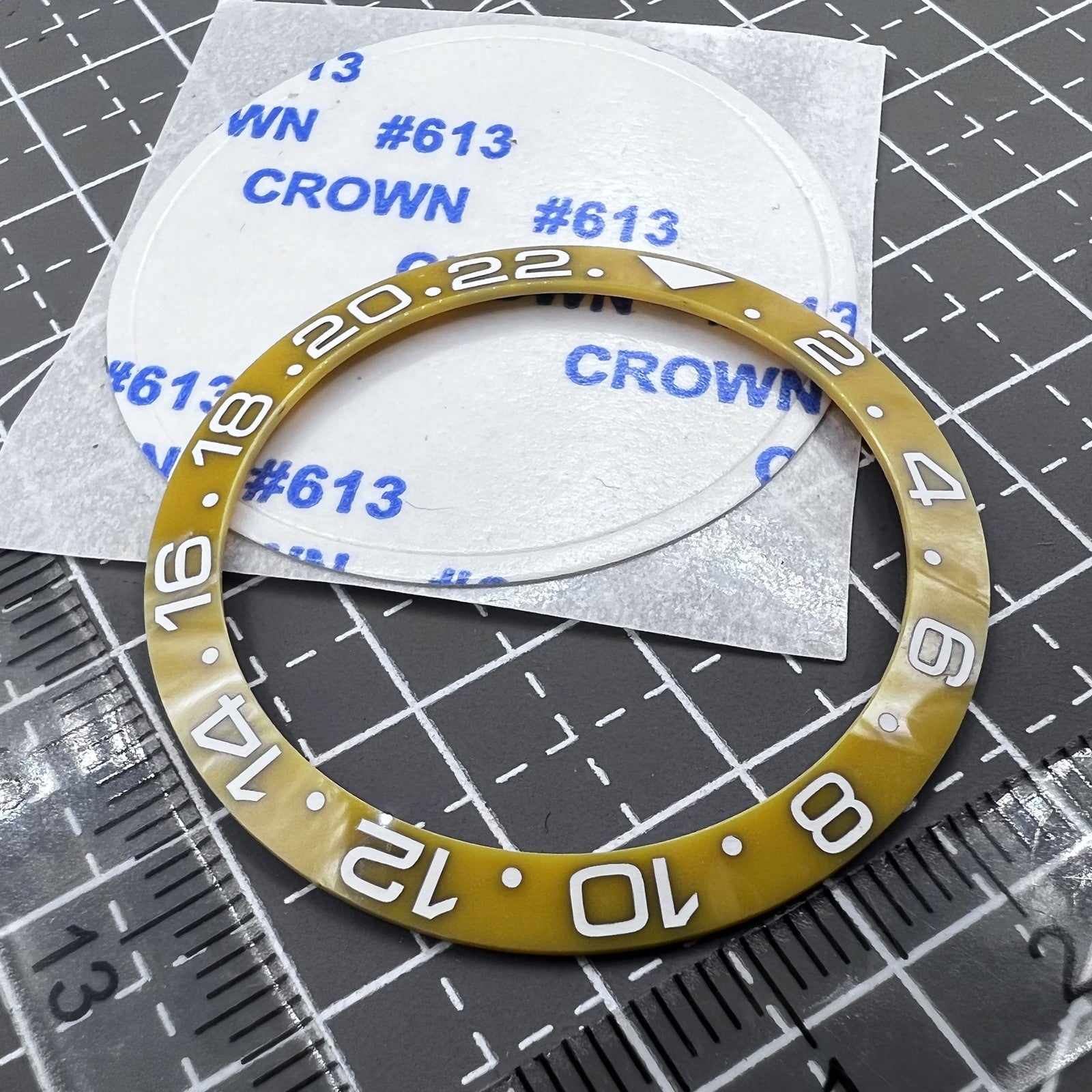 38mm Ceramic Watch Bezel Ring  Slope GMT Yellow Background White Font for SUB007