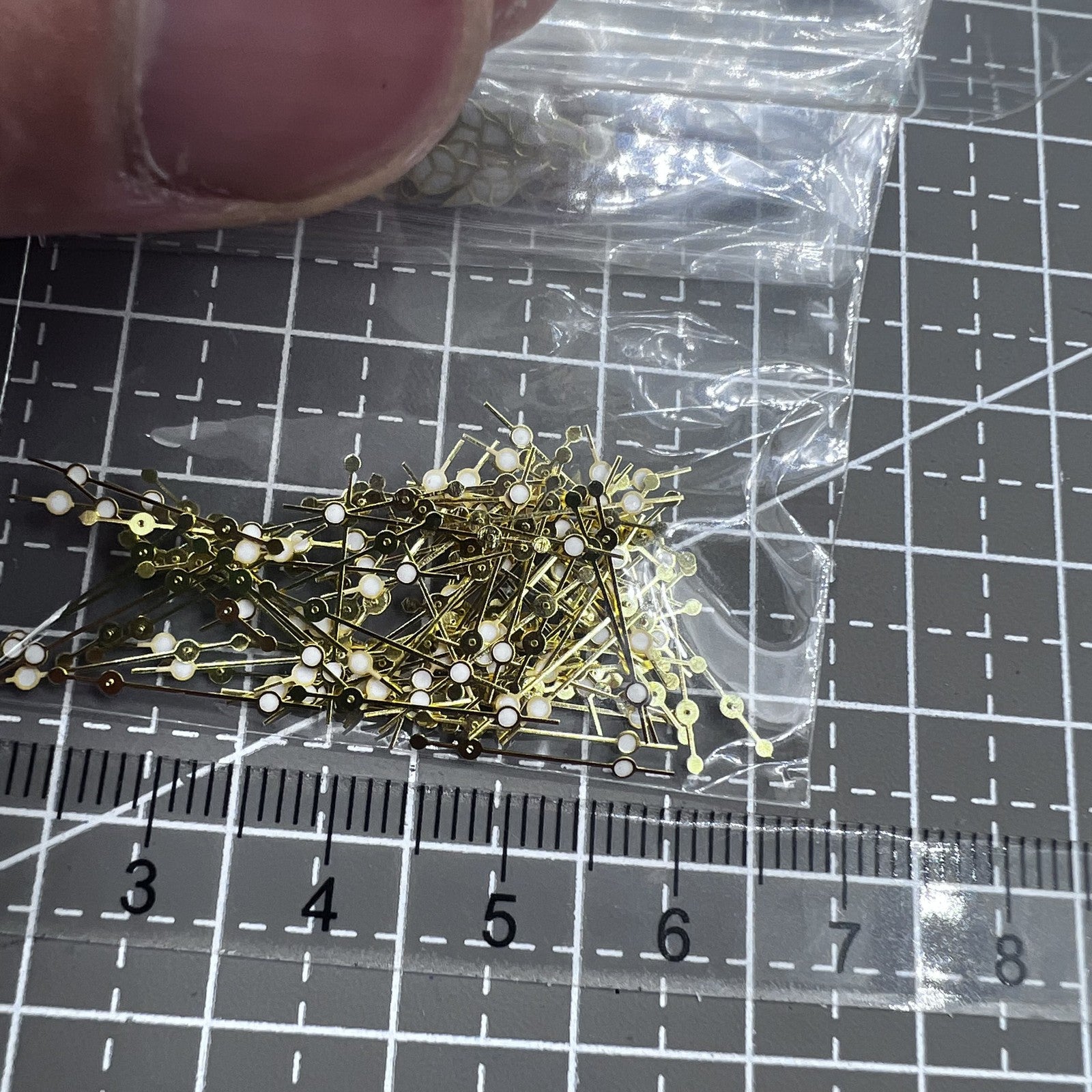 100 Sets/Pack 12mm Golden Trim Green Lume Watch Hands for Miyota 2035 2115 PC21