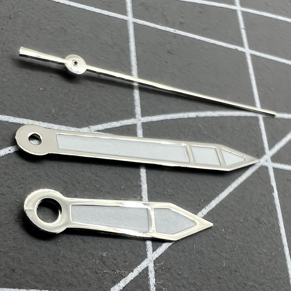 2 Sets Silver Trim White Painted Watch Hands for Miyota 2315 2035 2036 2115 2305