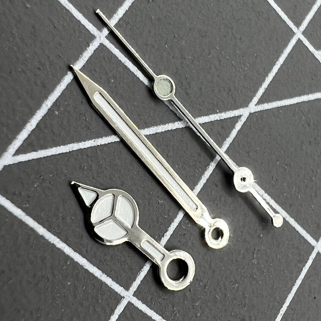 2 Sets Silver Trim with Green Lume Watch Hand Set for Ronda 515 Movement