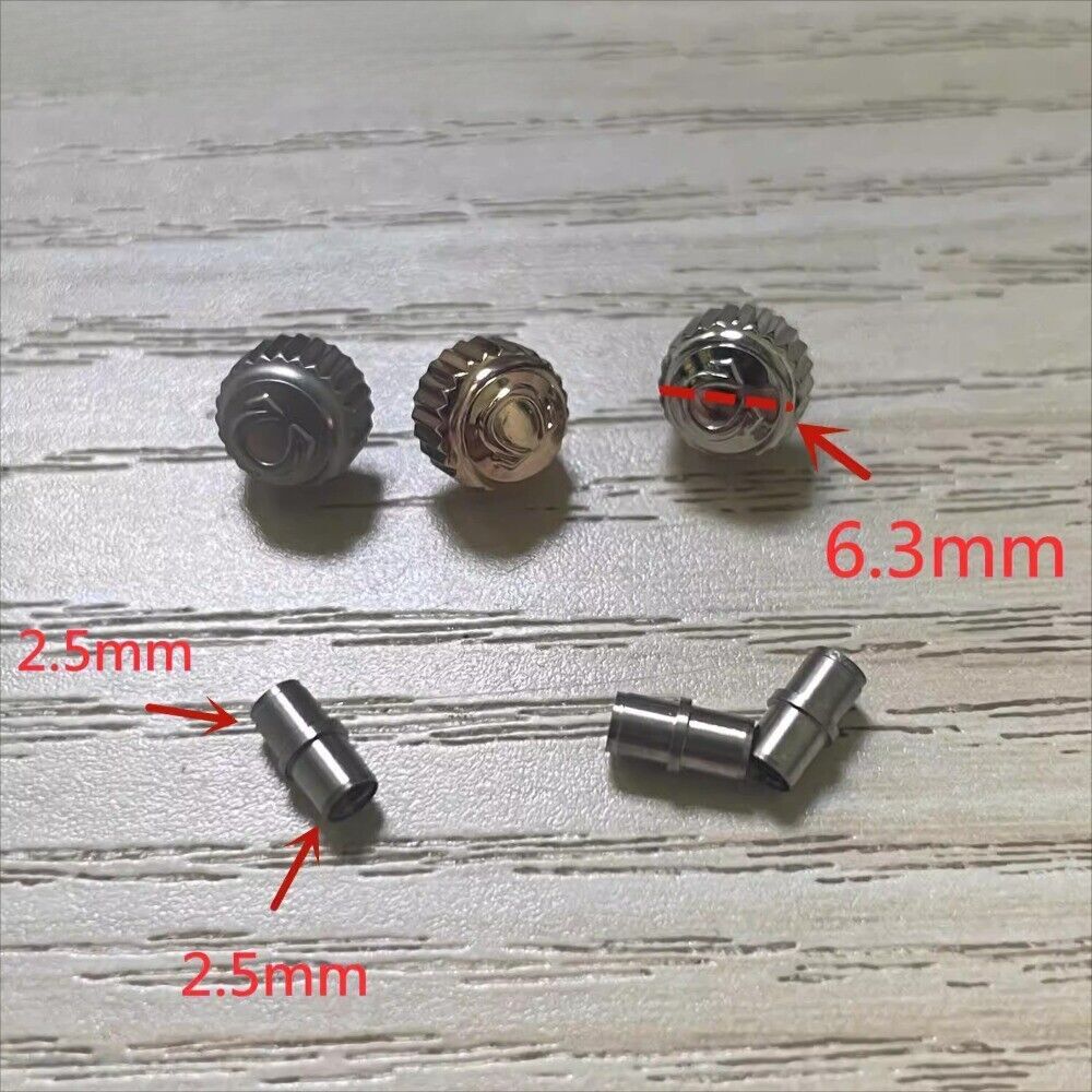 6.3mm Gold Watch Crown with Tube for OMEGA Seamaster 300 Watch