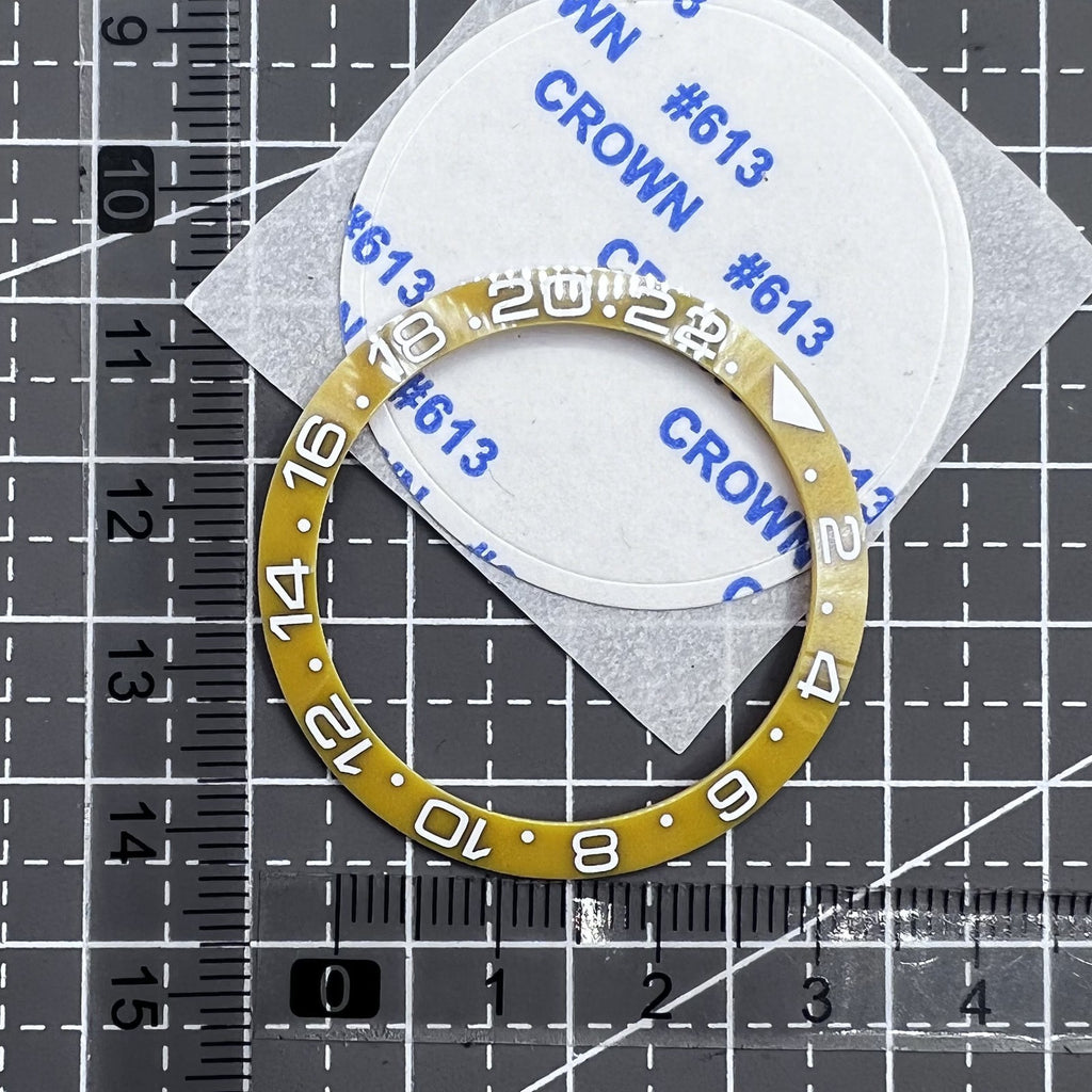 38mm Ceramic Watch Bezel Ring  Slope GMT Yellow Background White Font for SUB007