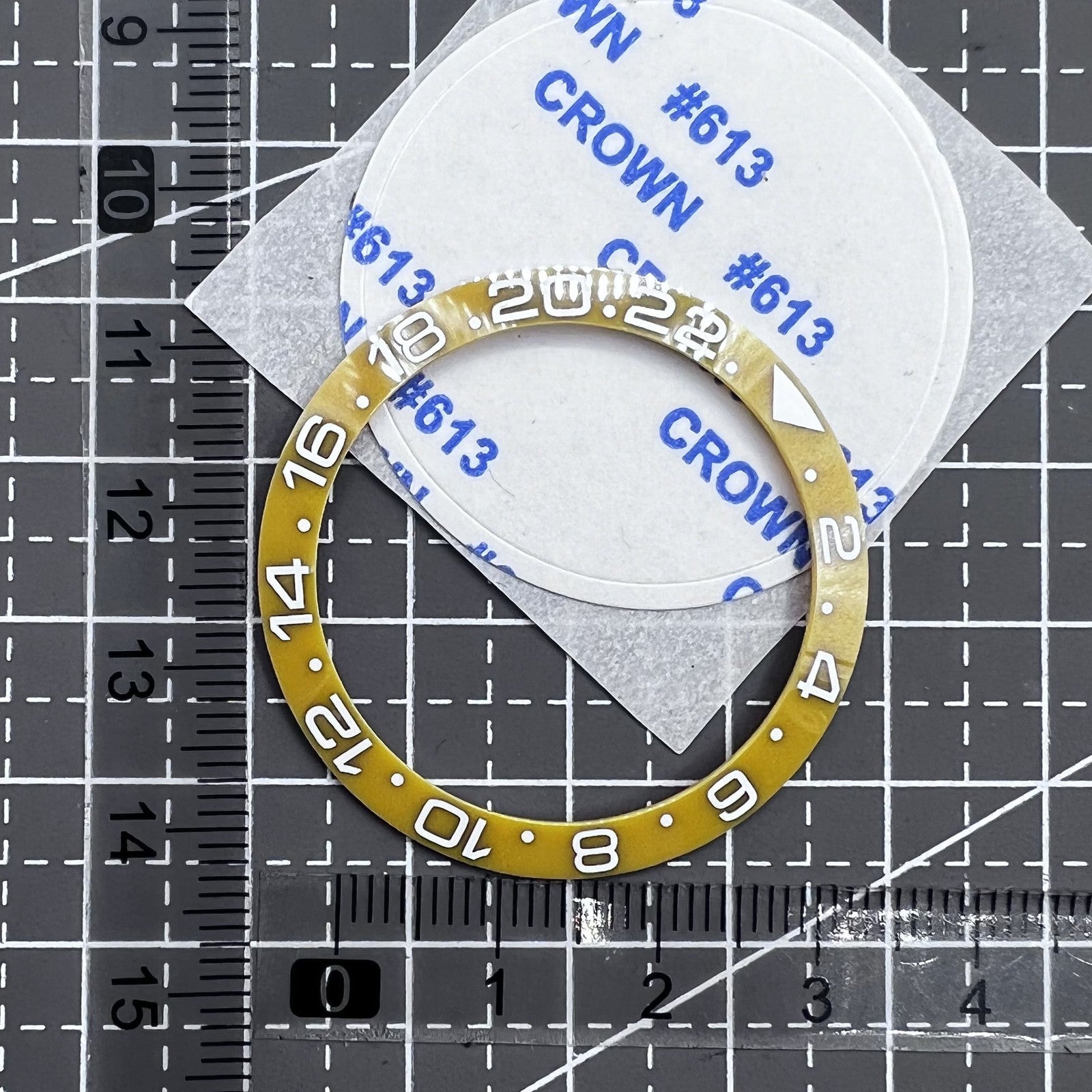 38mm Ceramic Watch Bezel Ring  Slope GMT Yellow Background White Font for SUB007
