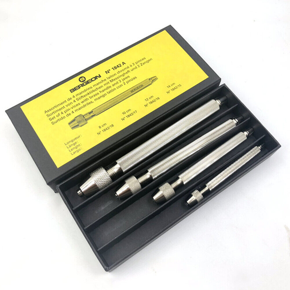 Swiss Bergeon 1842-A Set Of 4 Square Head Pin Vices Holders