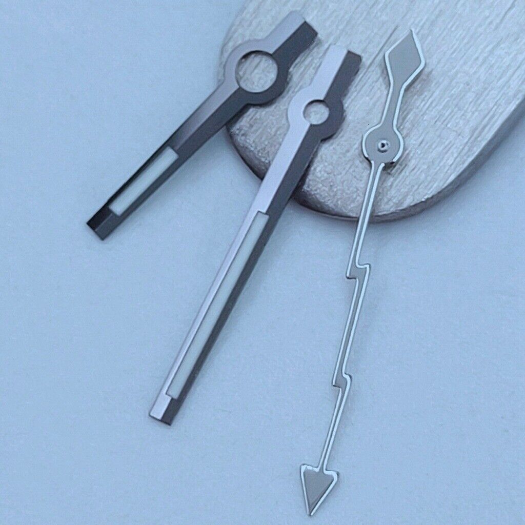 2 Sets/Pack Black Trim Silver Lightning Watch Hands Set for NH35 NH36 Movement