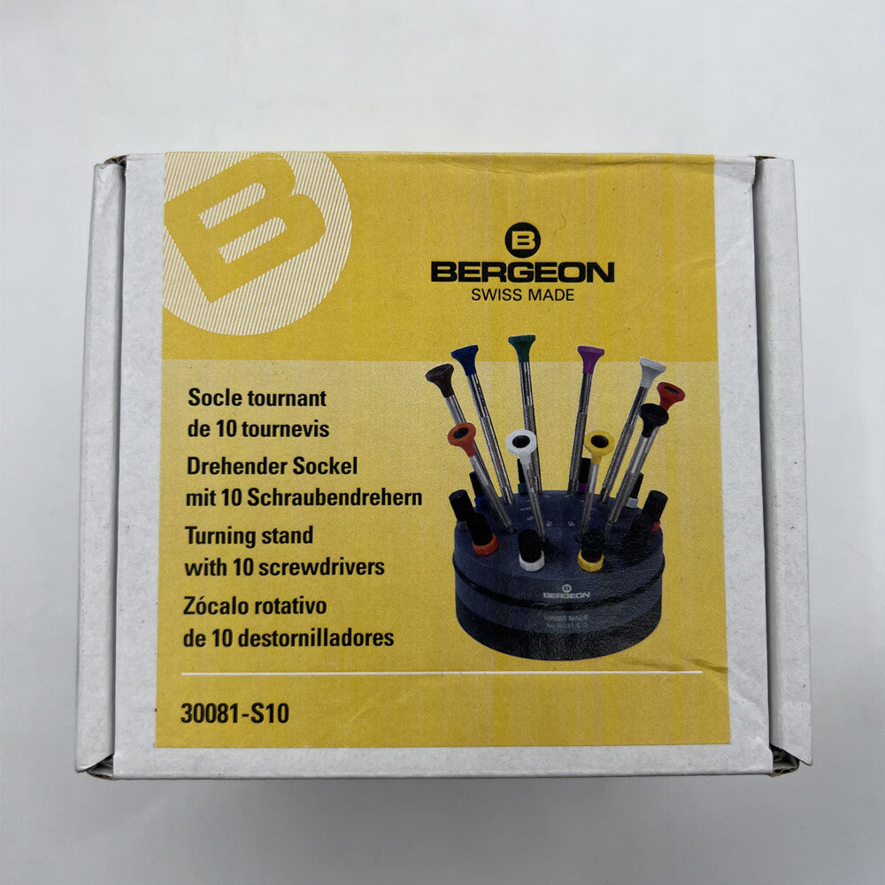 Bergeon 30081-S10 10 Ergonomic Watchmakers Screwdrivers Set With Rotating Stand