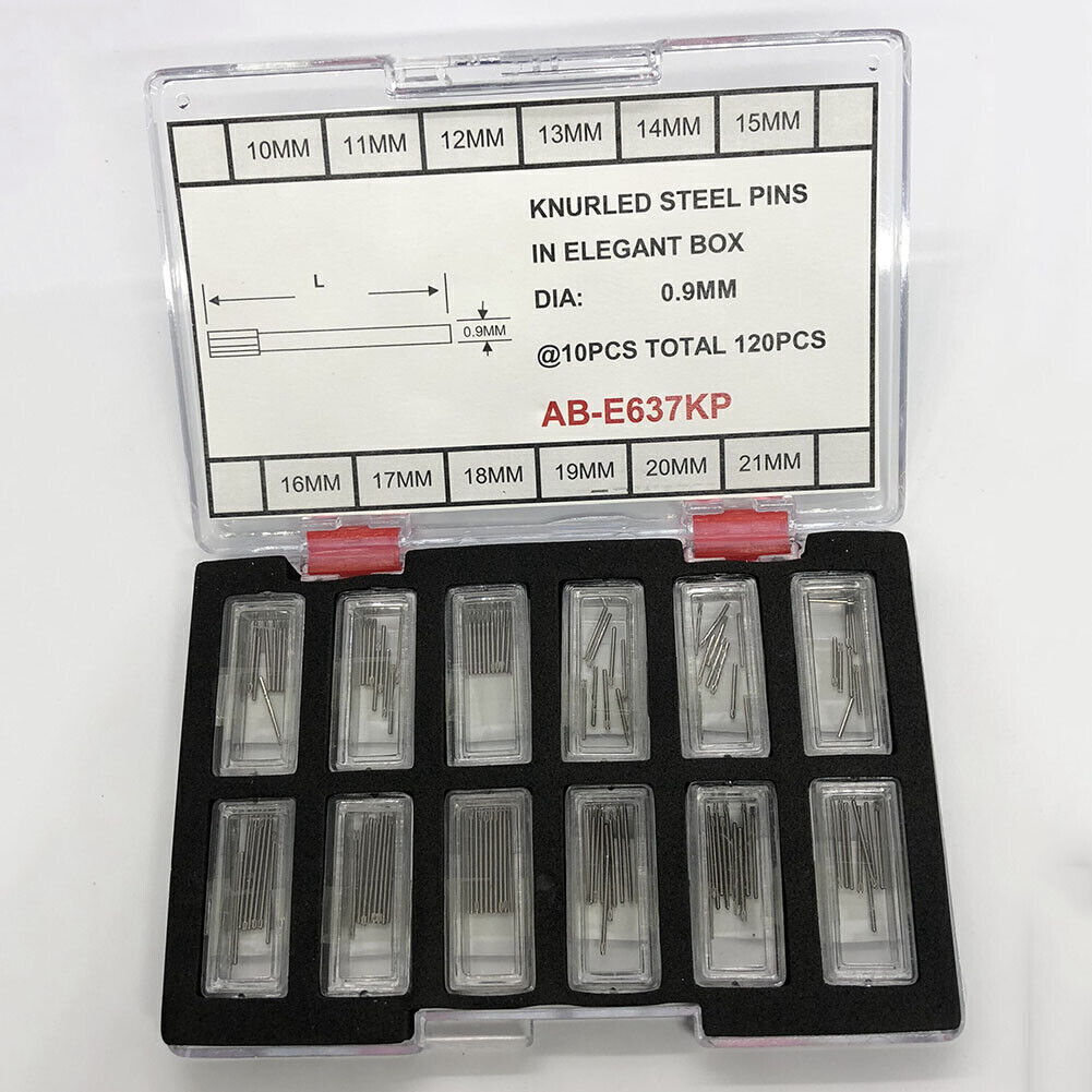 Knurled Steel Pins In Elegant Box Size From 10~21mm Dia: 0.9mm 120PCS/Box