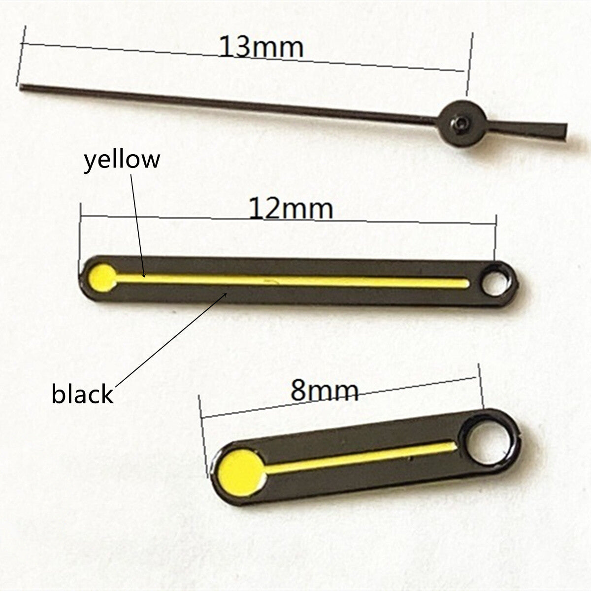 2 Sets/Pack Round Tip Black Trim Yellow Painted Hands Set for Ronda 515 Movement
