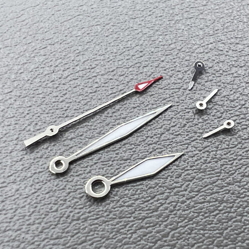 2 Sets/Pack 13mm Diamond Shape Silver Trim Lume Hands for Miyota JS15 Movement