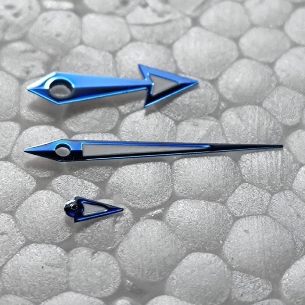 9x14x3.2mm Blue Trim Green Luminous Arrow Shape Watch Hand Set for Mingzhu 2813