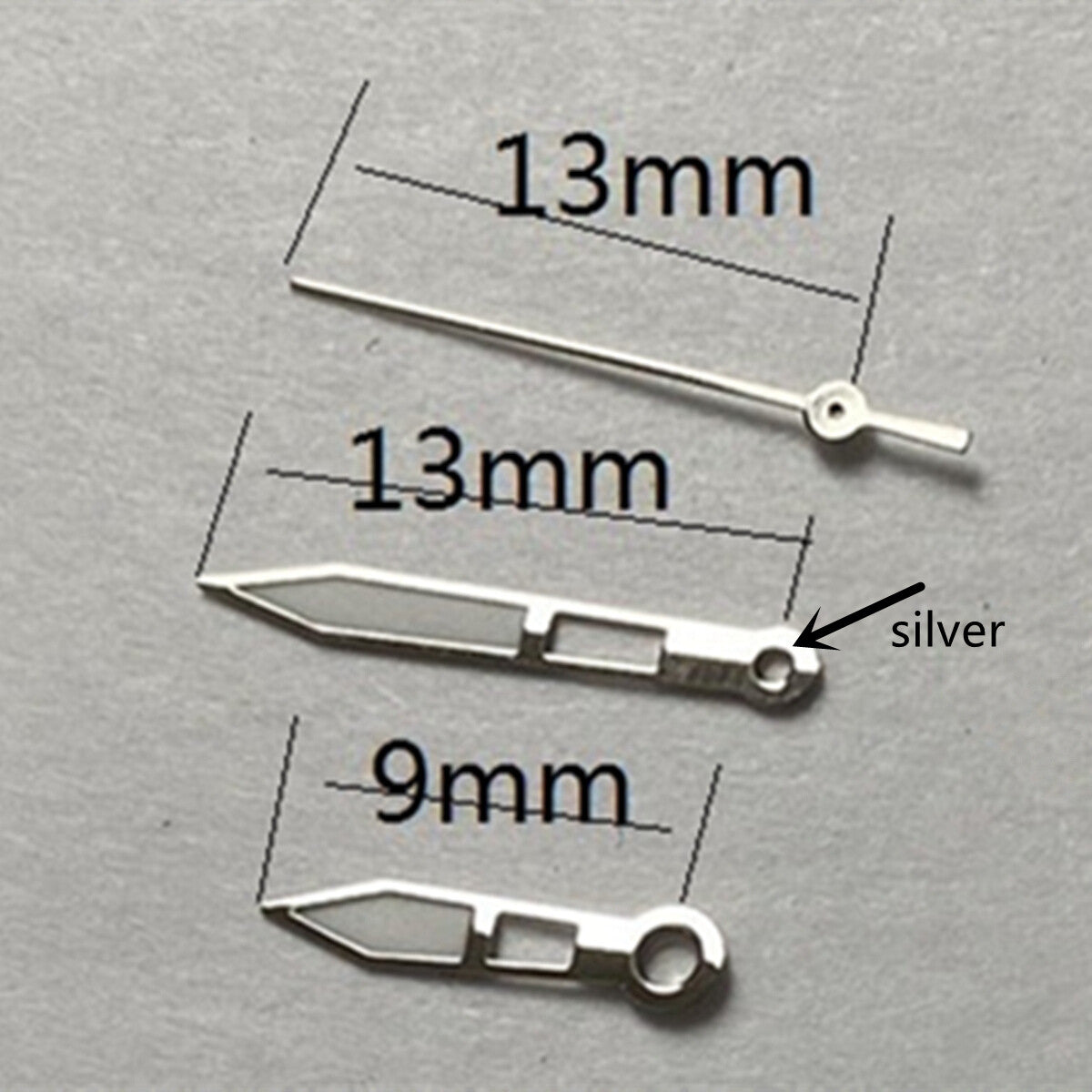 13mm Silver Trim Green Lume Watch Hands for Miyota 2315 2035 2036 2115 2305