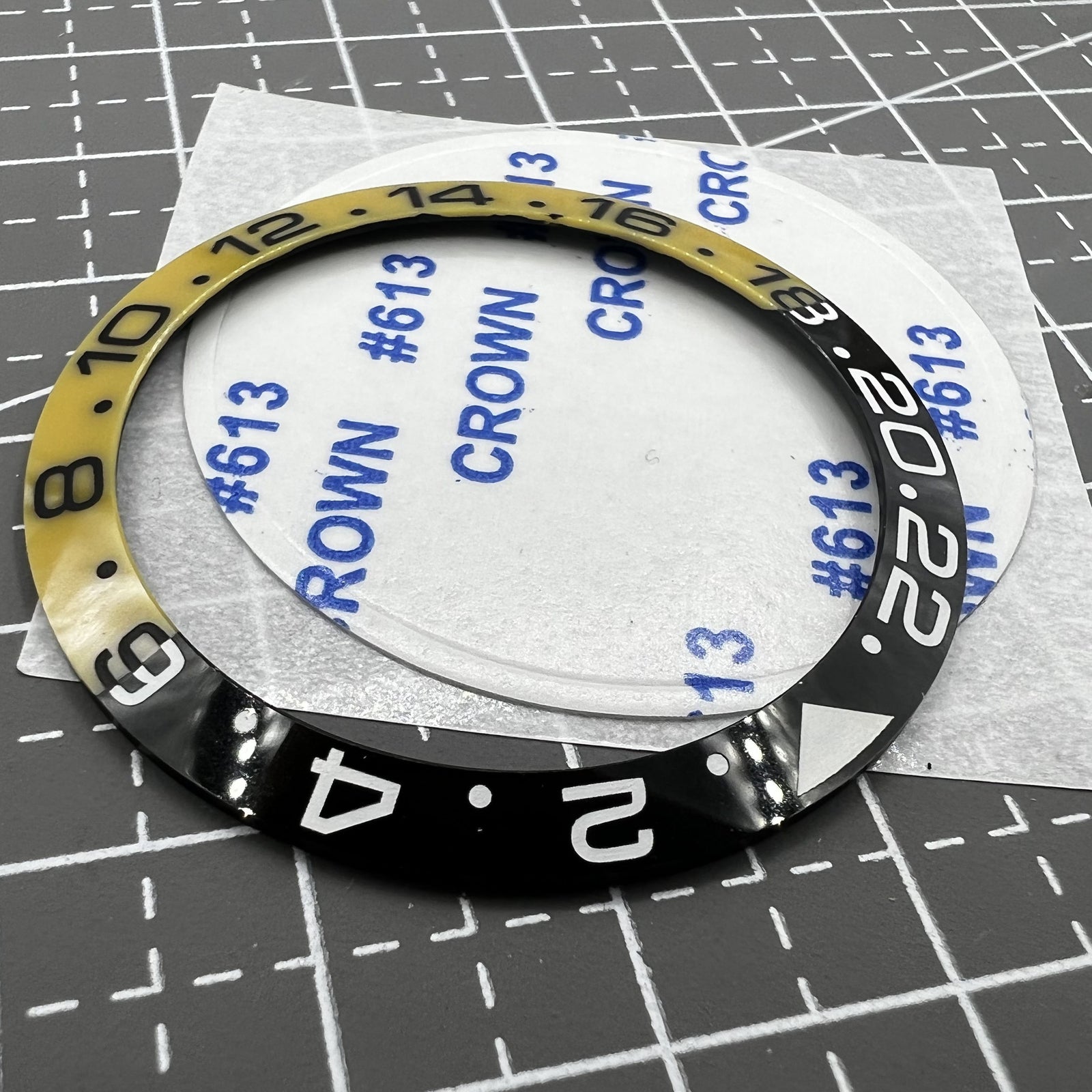 38mm Ceramic Slope GMT Black+Yellow Watch Bezel Ring for SUB 007 Watch