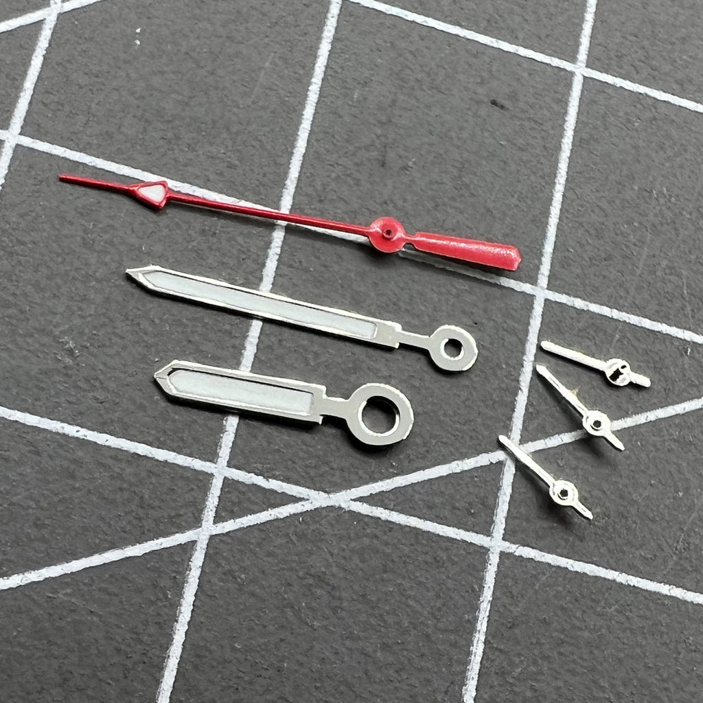 2 Sets12mm Silver Trim Red Second Green Luminous Hands for Miyota 0S10 Movement