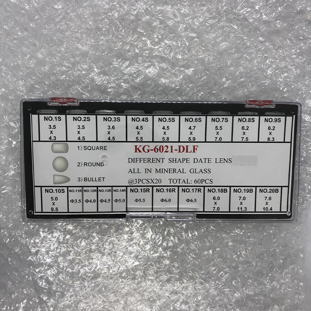 KG-6021-DLF Different Shape Date Lens All In Mineral Glass 3 Sizes 60PCS/Box