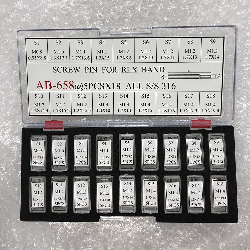 AB-658 Set of 90PCS Screw Type Watch Bracelet Band Link Pin Thread for