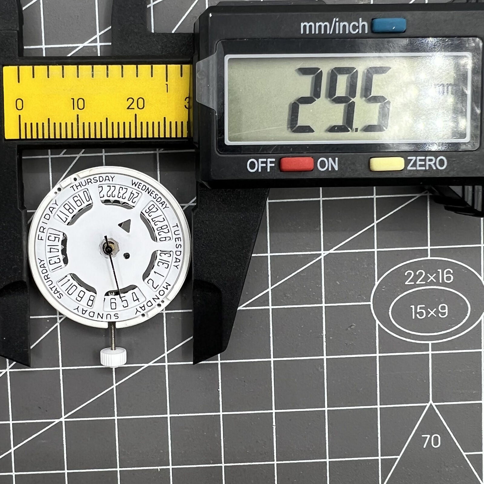 Swiss ISA 1198 Quartz Movement Day Date White Dial Date@6