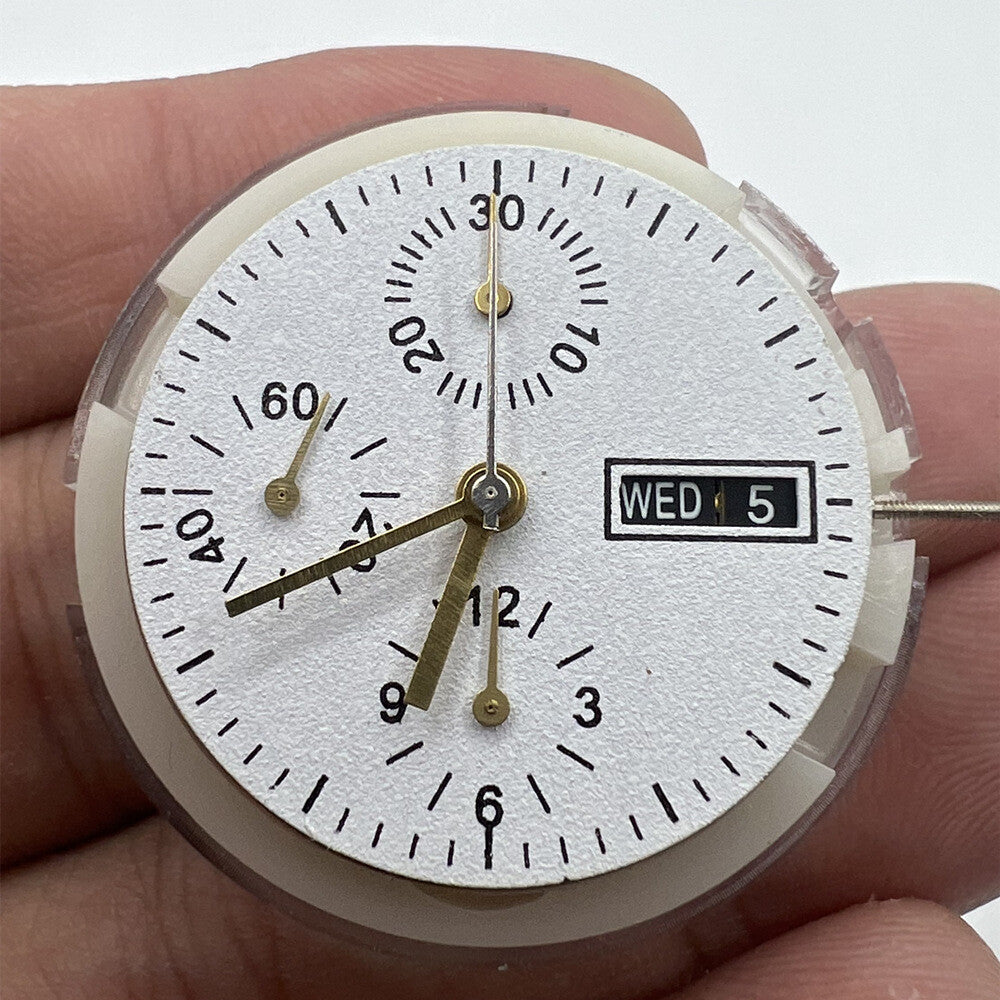 China SHANGHAI 7750 Black Automatic Mechanical Movement Day Date Small Second@9