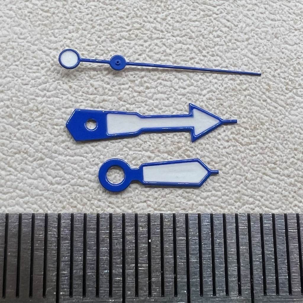 12.5mm Blue Trim White Painted Green Lume Hands Set for NH35 NH36 7S26 7S36