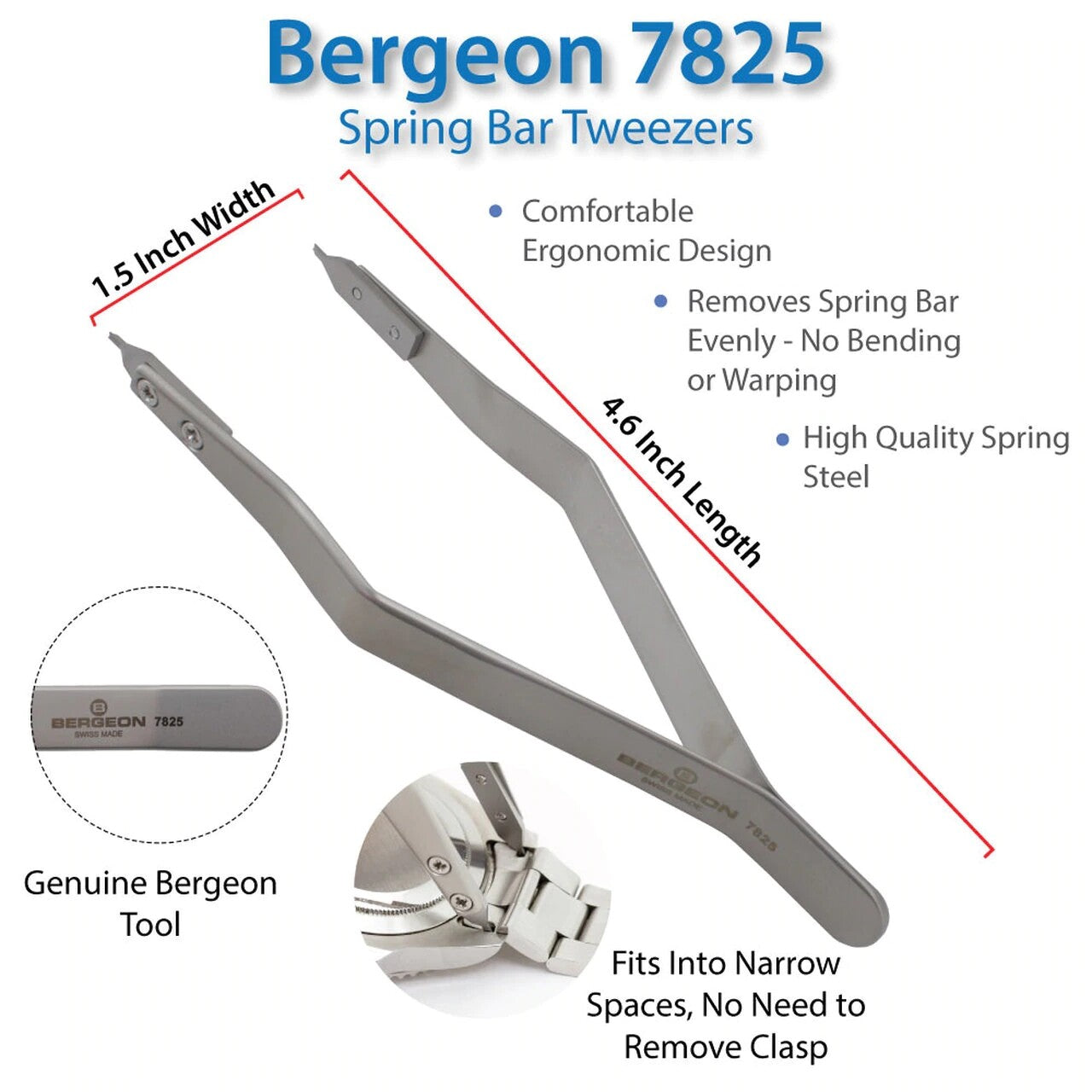 Watch Repair Tool Brand New Bergeon 7825 Spring Bar Tweezers