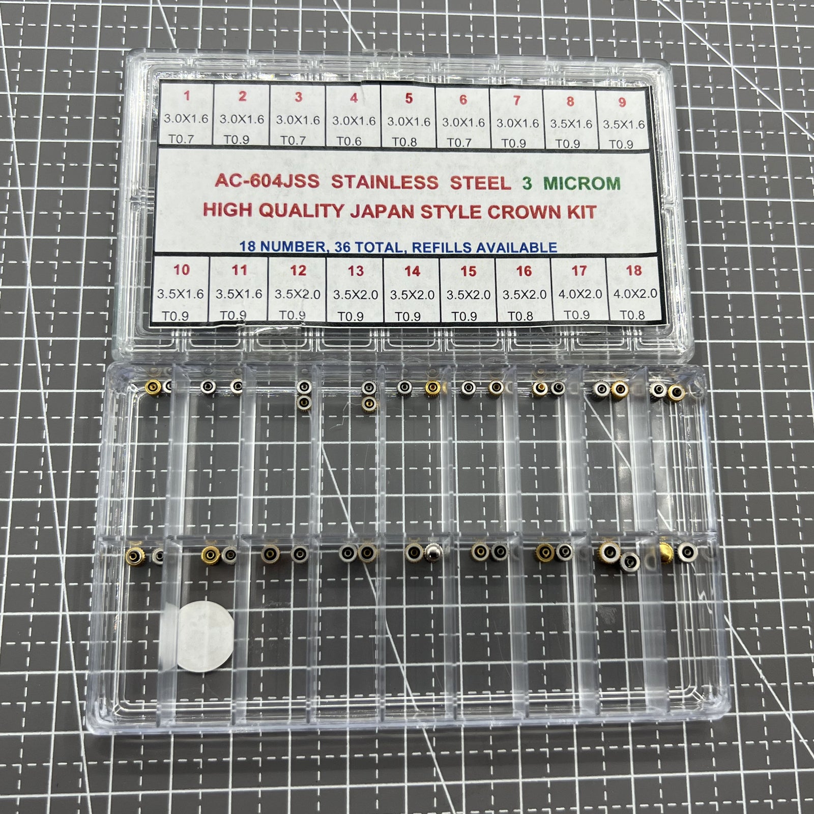 36 PIECES Stainless Steel Watch Crown High Quality Japan Style Assortment Kit