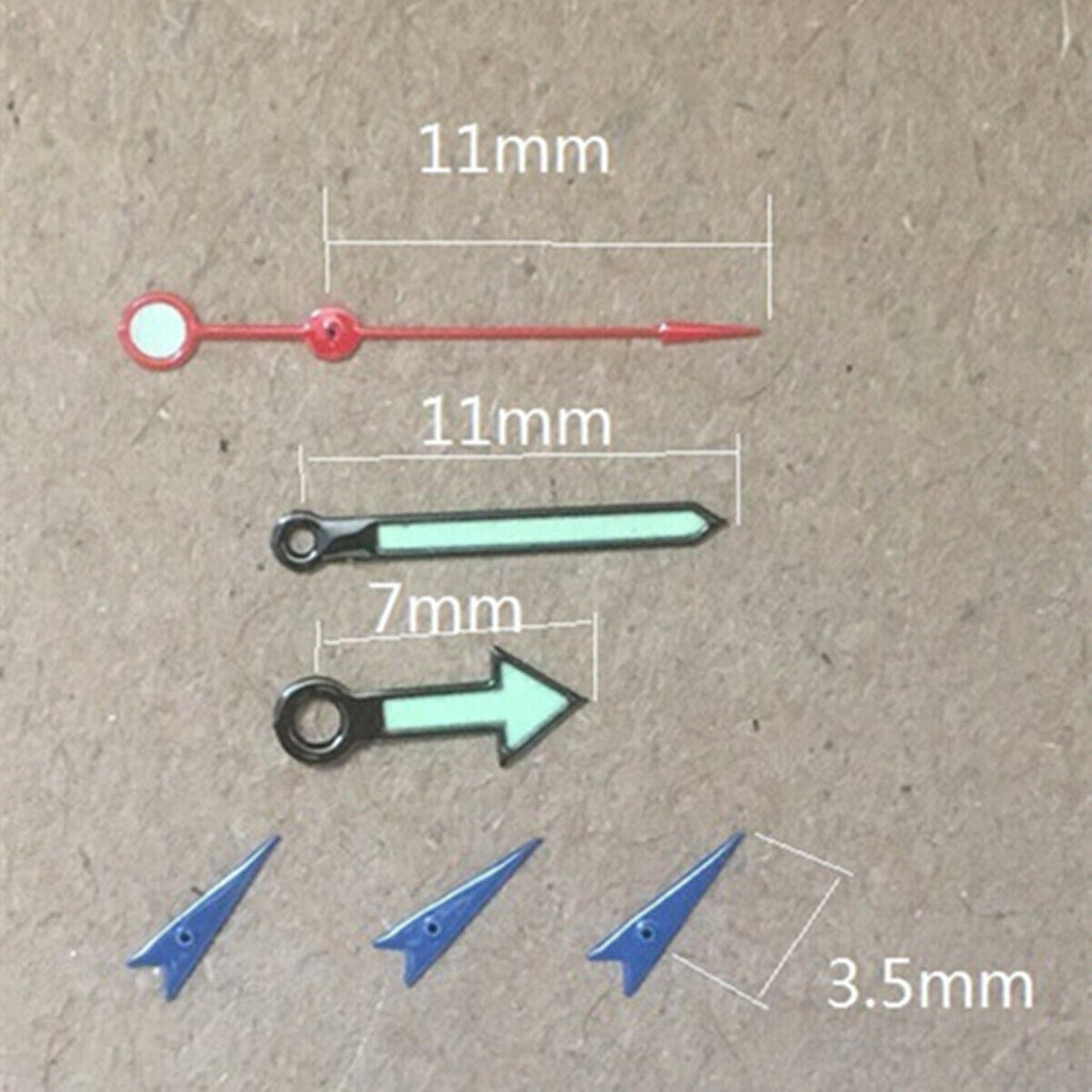 2 Sets Green Luminous Arrow Shape Watch Hands for Miyota OS10 OS20 OS60 OS80