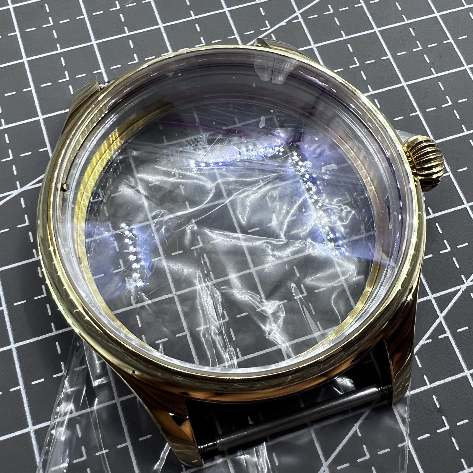 44mm 316L Golden Watch Case for Seagull ST3600/ST3621/ETA6497/ETA6498 Movement