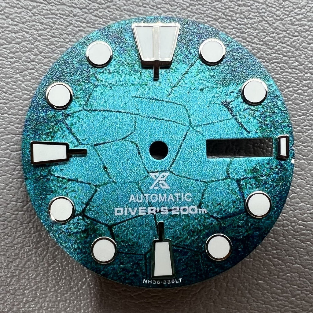 Blue Diving Green Luminous Watch Dial for Movement NH35 NH36 Modified