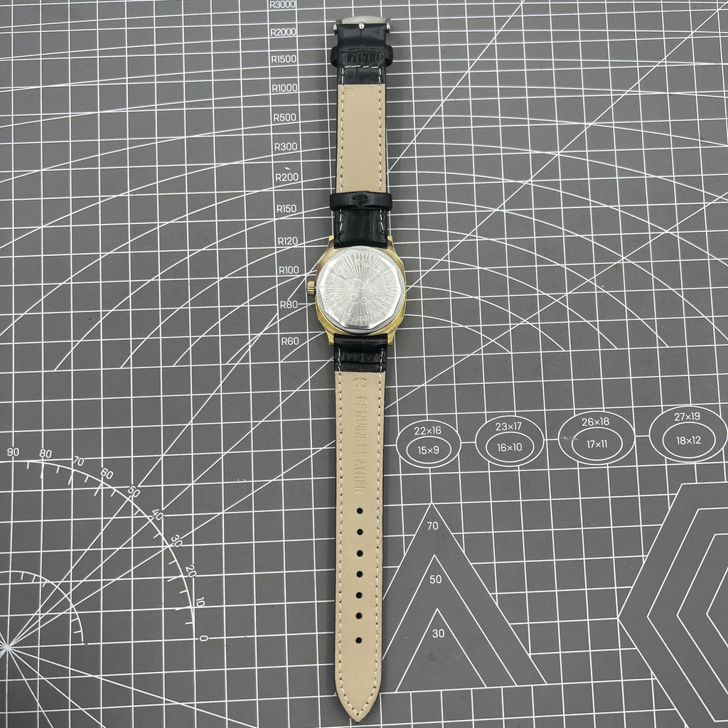 Black Dandong Manual Mechanical Watch 17 Jews Single Calendar Golden Dial