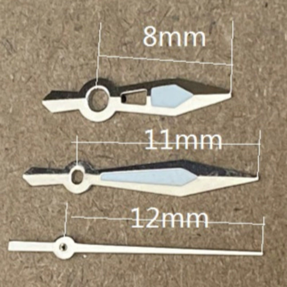 2 Sets/Pack Silver Trim Green Lume Arrow Shape Hands Set for Ronda 515 Movement