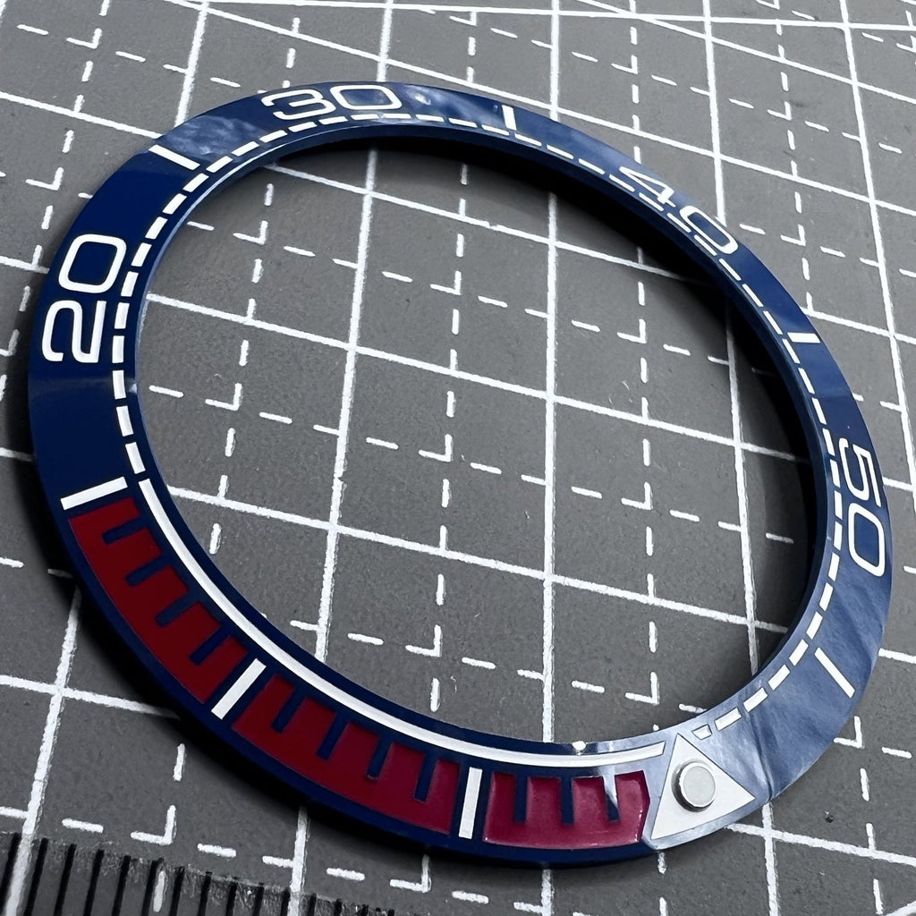 41.5mm/32.5mm  Ceramic Watch Bezel Insert Dark Blue Bezel Dark Red Font