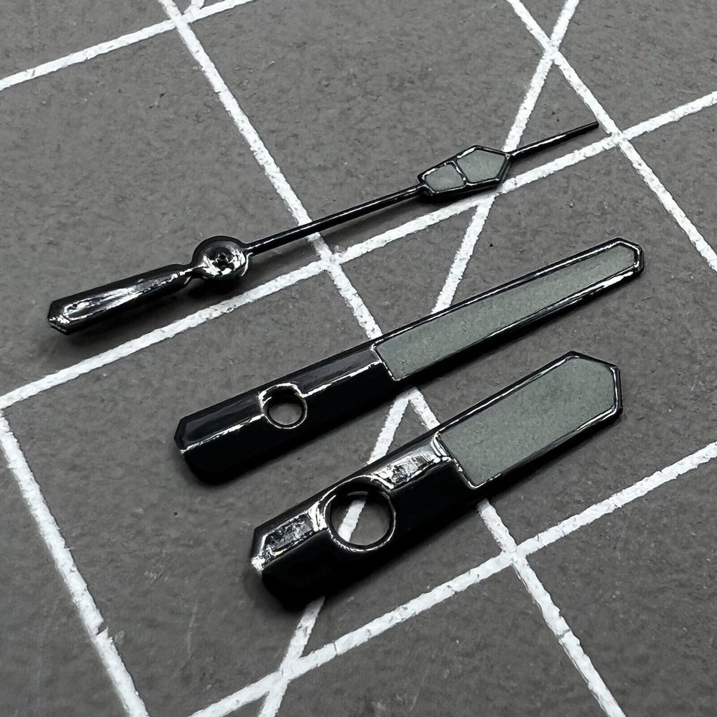 2 Sets Green Lume Black Trim Grey Painted Watch Hands for NH35 NH36 7S26 7S36