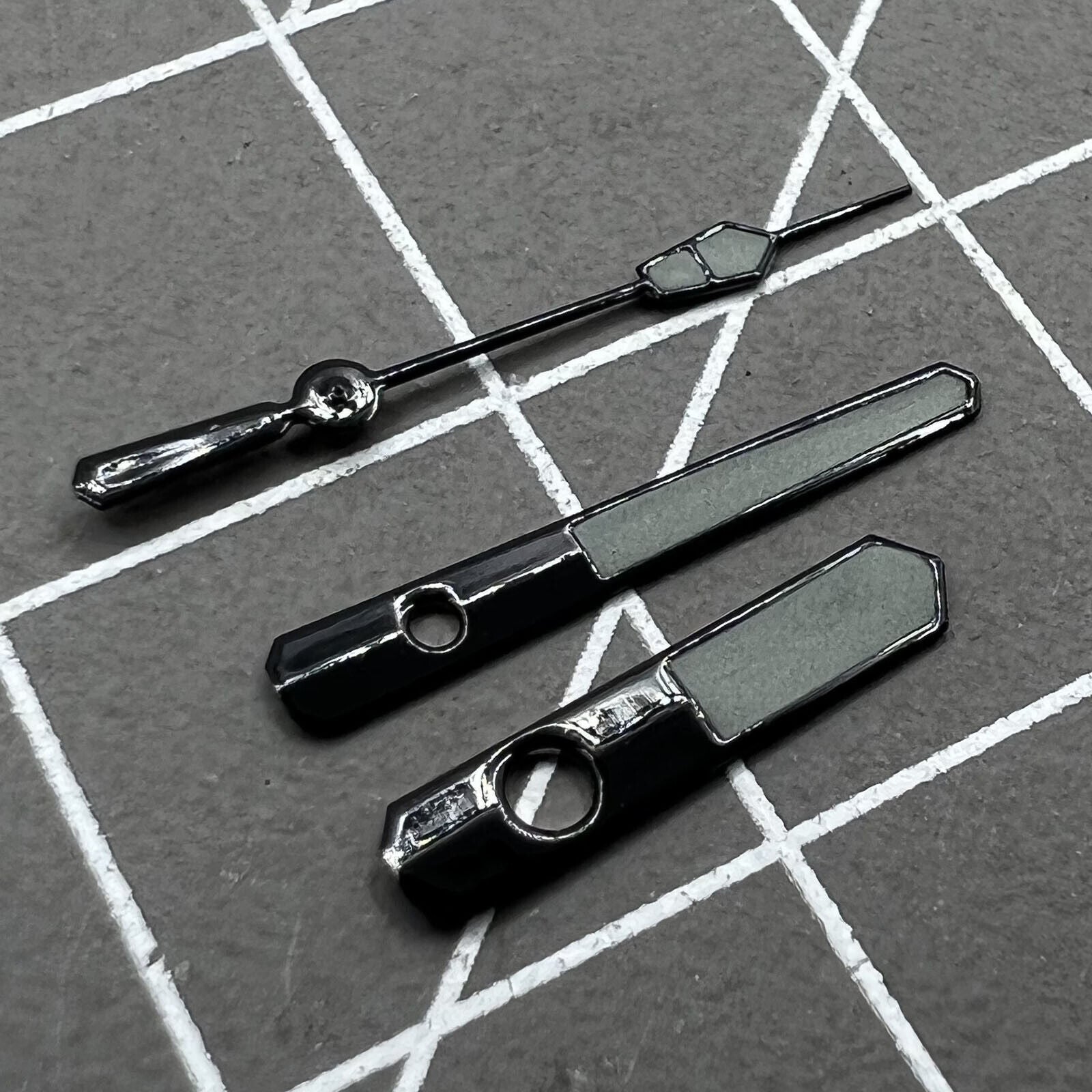 2 Sets Green Lume Black Trim Grey Painted Watch Hands for NH35 NH36 7S26 7S36