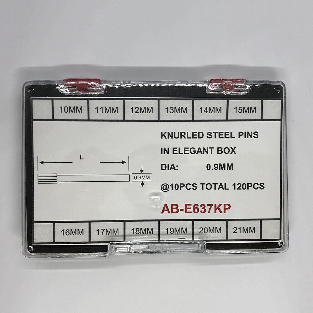 Knurled Steel Pins In Elegant Box Size From 10~21mm Dia: 0.9mm 120PCS/Box