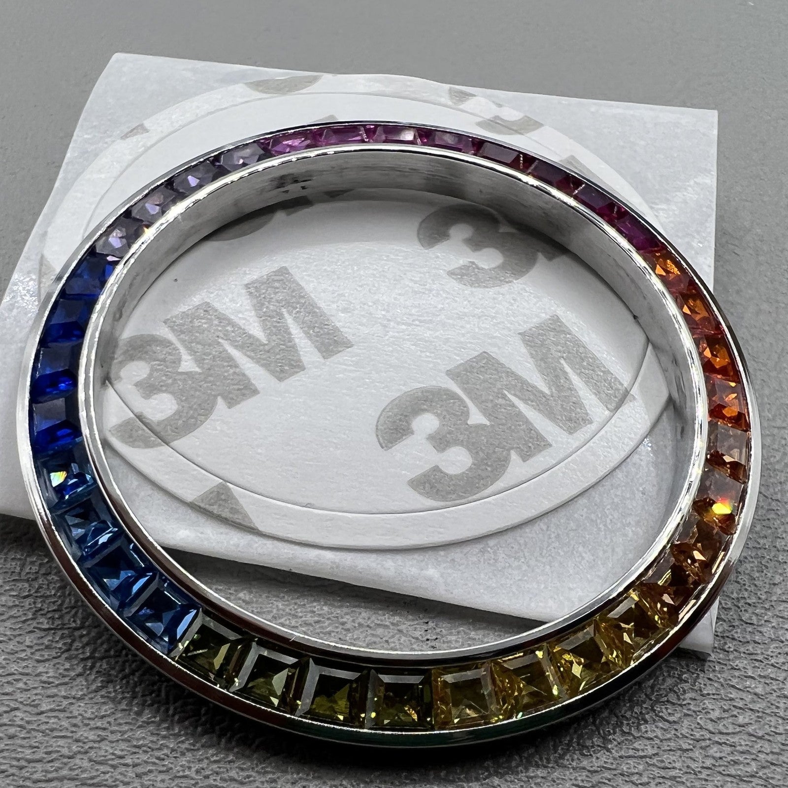 39mm Silver Trim Imitation Diamond Gemstone Watch Bezel for VK63 Movement