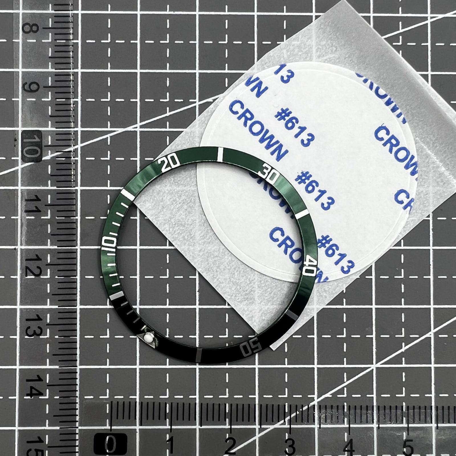 36.5*30.8mm Vintage Aluminum Alloy Slope Green Luminous Green Watch Bezel