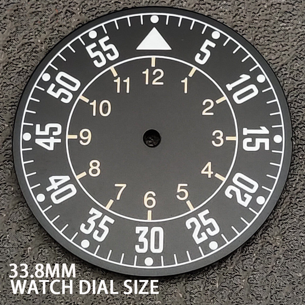 33.8mm Green Luminous Black Pilot Watch Dial for NH35 Movement Watch Repair Part