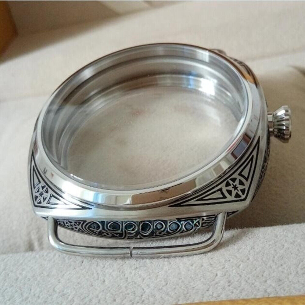 47mm 316L Watch Crystals Carved Watch Case for Seagull ST3600/ST3621/ETA6497/649